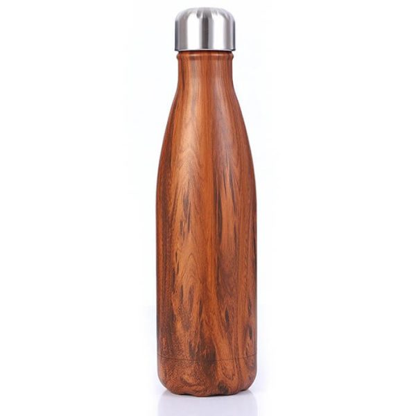 Bouteille en acier effet bois