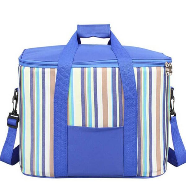 Glacière rayée bleue vue de face