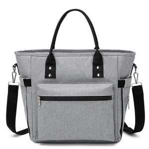Lunch bag gris sur table