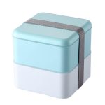 Lunch box bleue en utilisation