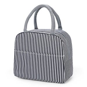 Sac lunch noir rayures
