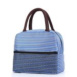 Sac lunch rayé bleu