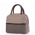Sac lunch rayé marron