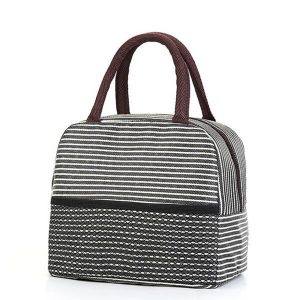 Sac lunch noir rayé